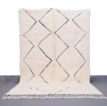 White One-of-a-Kind Beni Ourain Rug 6.5 x 9.8 feet / 200 x 300 cm - Ettilux Home